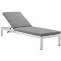 Modway Furniture Shore Outdoor Patio Aluminum Chaise with Cushions, Silver Gray EEI-4501-SLV-GRY